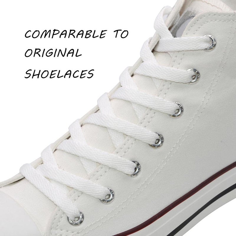 VSUDO 39" Flat White Shoe Laces for Sneakers, Shoelaces for Sneakers, Replacements Shoe Strings for Women or Men (1 Pair-White-100CM) - Image 2